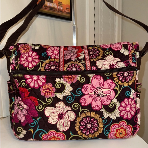 Vera Bradley Messenger Bag Mod Floral Pink Retired - Picture 2 of 8